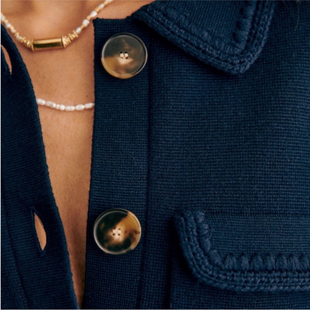 Sezane Navy Women's Blazer - Picture 3 of 5